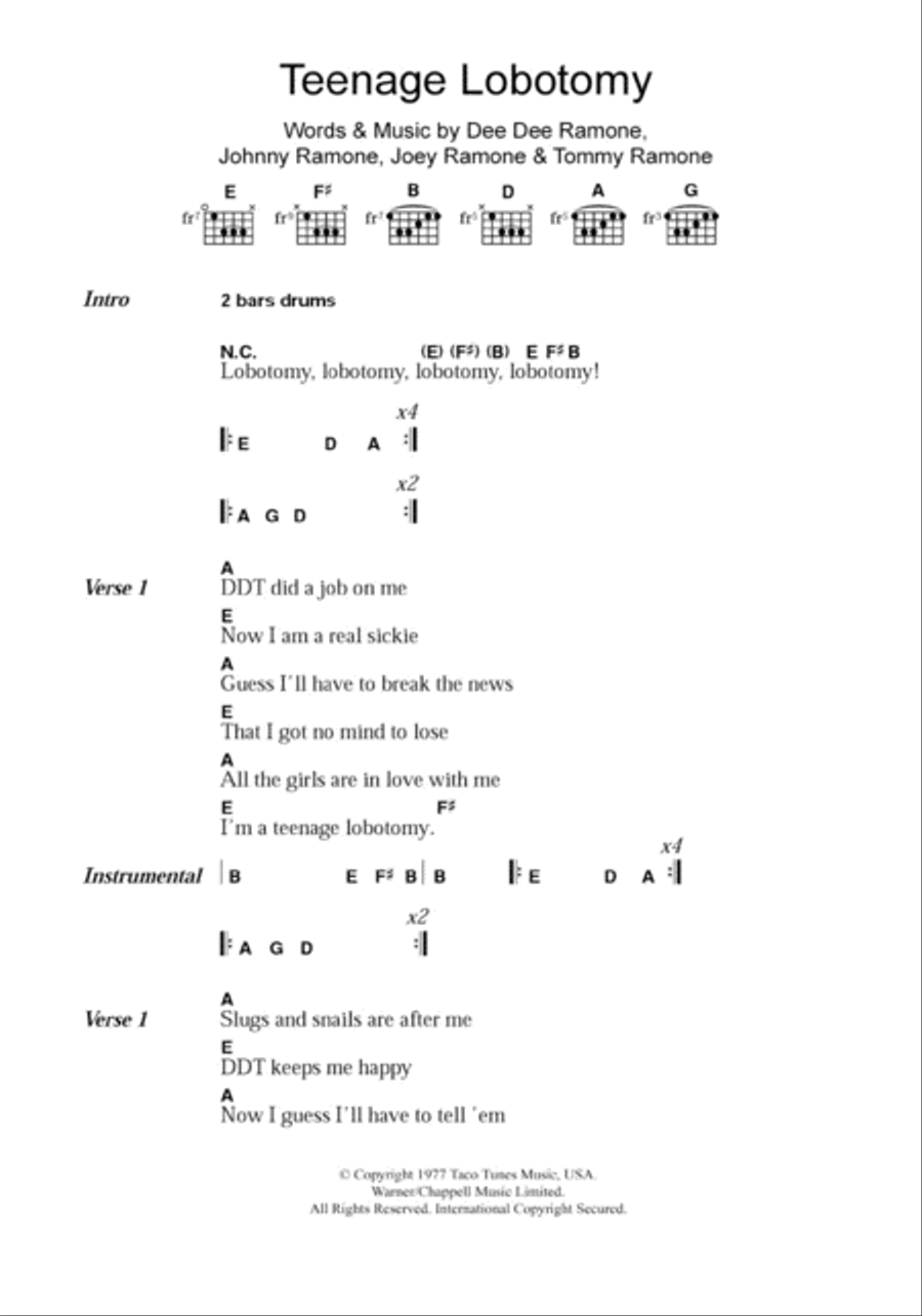 Teenage Lobotomy Electric Guitar scores gallery preview page 1