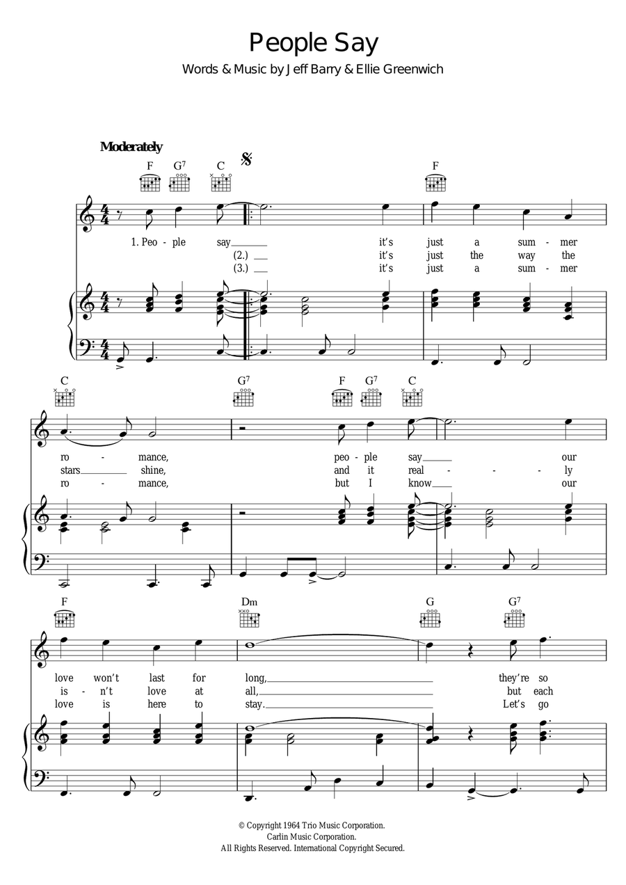 People Say People Say Piano, Vocal, Guitar scores gallery preview page 1