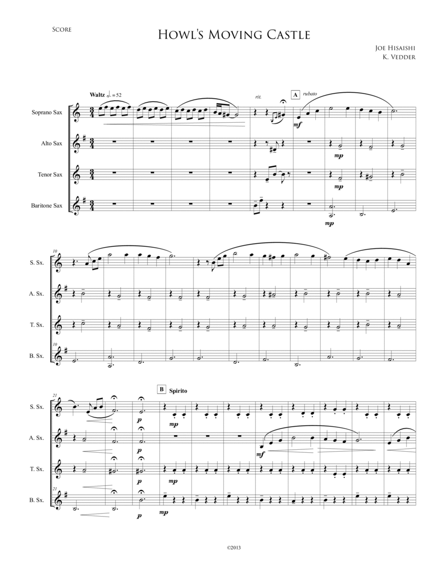 Howl's moving castle alto sax outlet