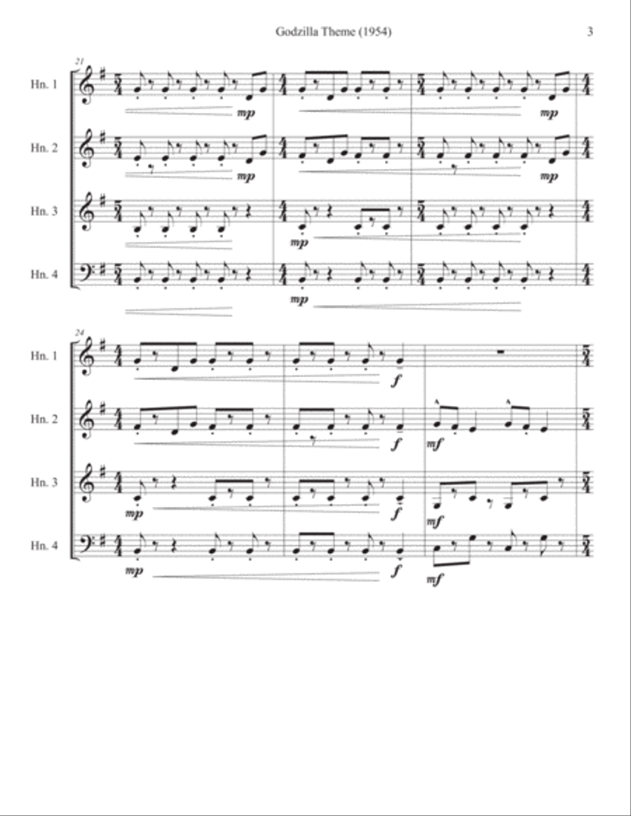 Godzilla Main Title (godzilla 1954) Brass Ensemble scores gallery preview page 3