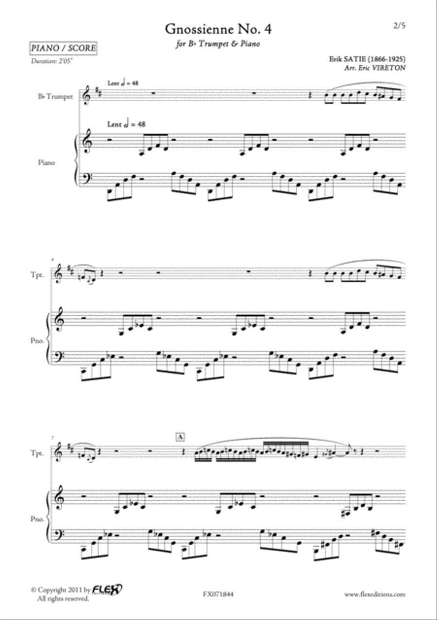 Gnossienne No. 4 Trumpet Solo scores gallery preview page 2