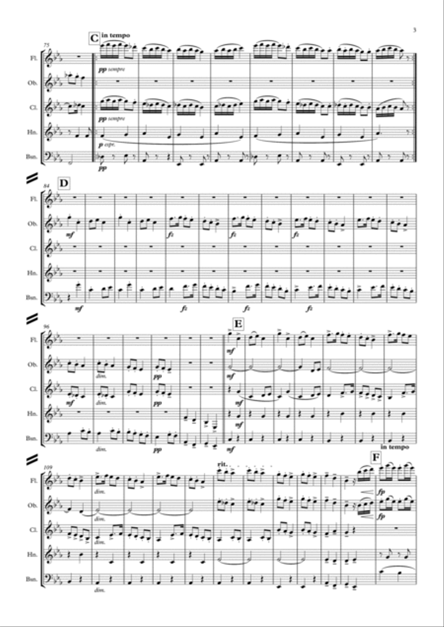 Dvorak: Slavonic Dances Op.46 No.7 in C minor (Skocná) - wind quintet Woodwind Quintet scores gallery preview page 4