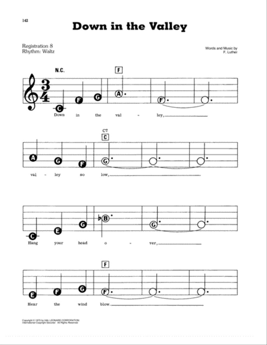 Down In The Valley Electronic Keyboard scores gallery preview page 1