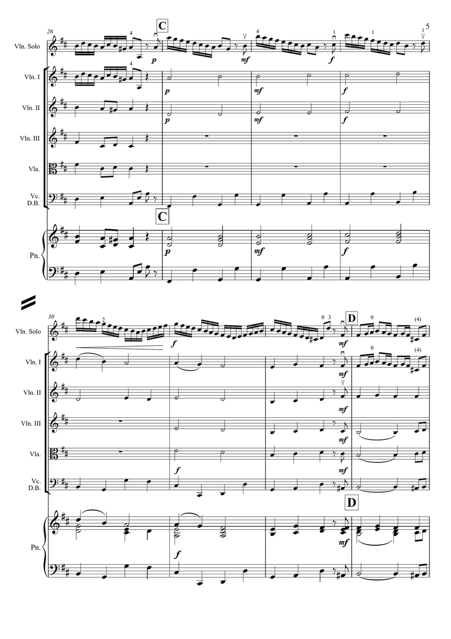 Violin Concertino Op.15 in D major String Orchestra scores gallery preview page 6