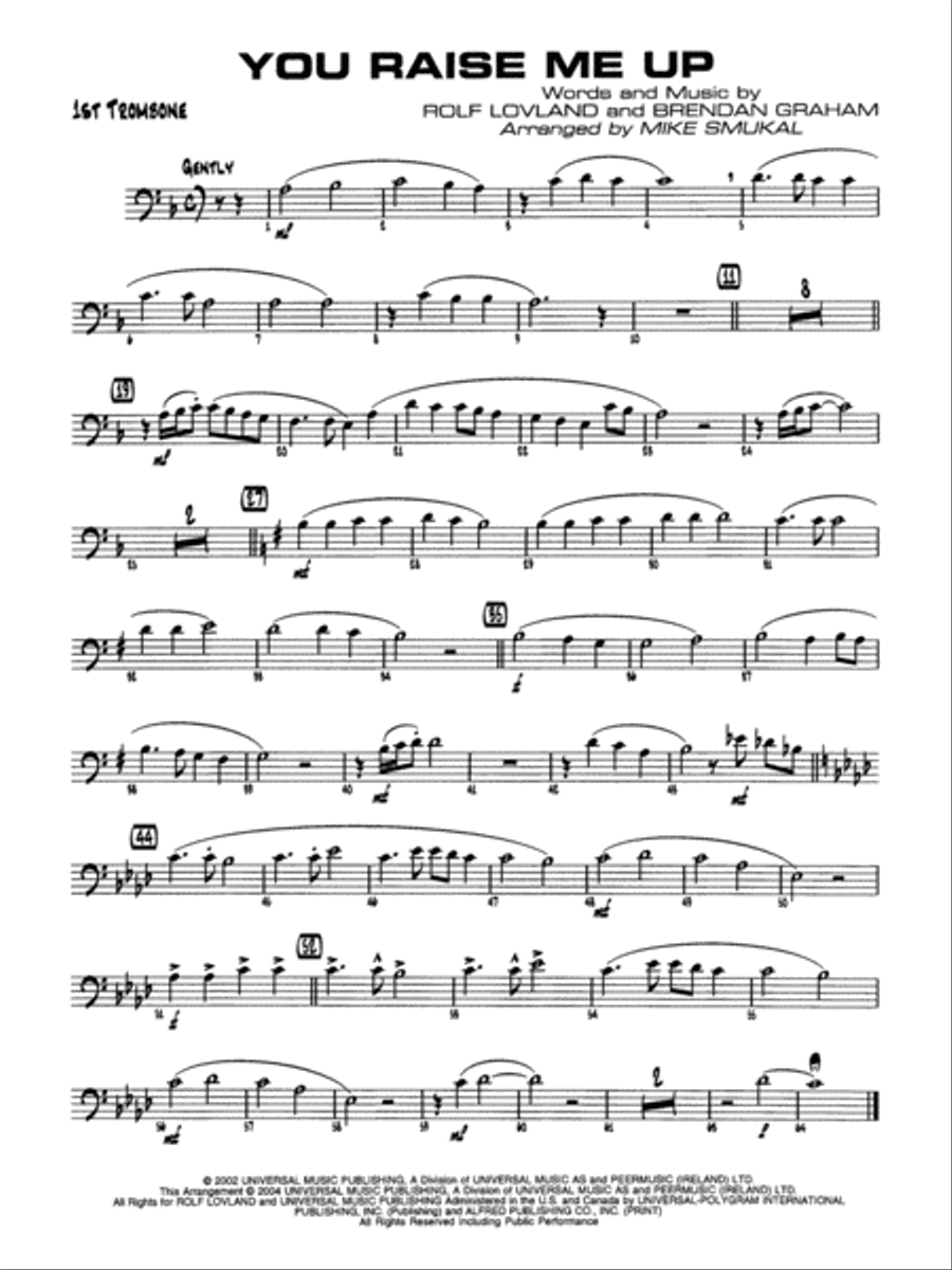 You Raise Me Up: 1st Trombone Jazz Ensemble scores gallery preview page 1
