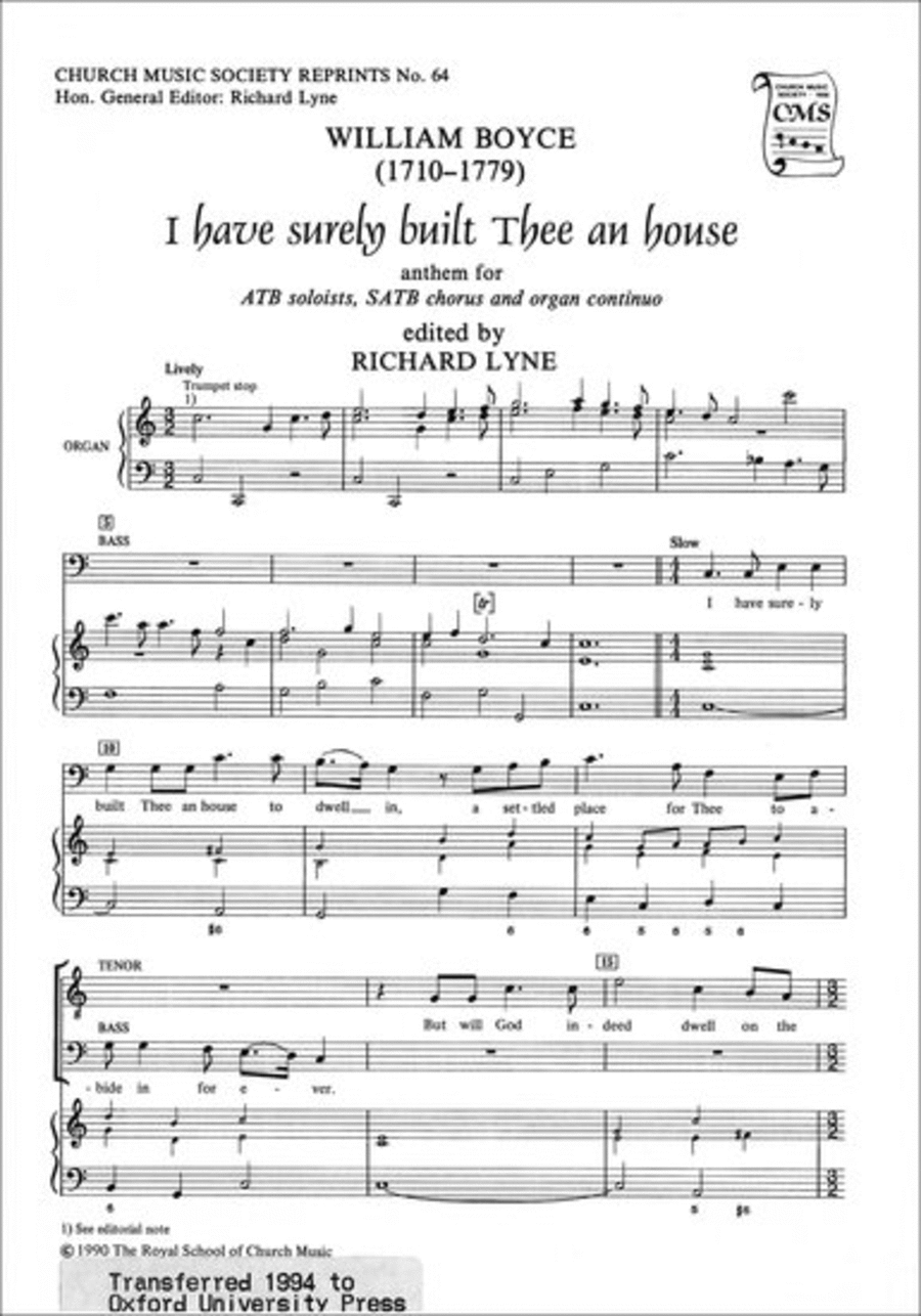 I have surely built Thee an house ATB scores gallery preview page 1