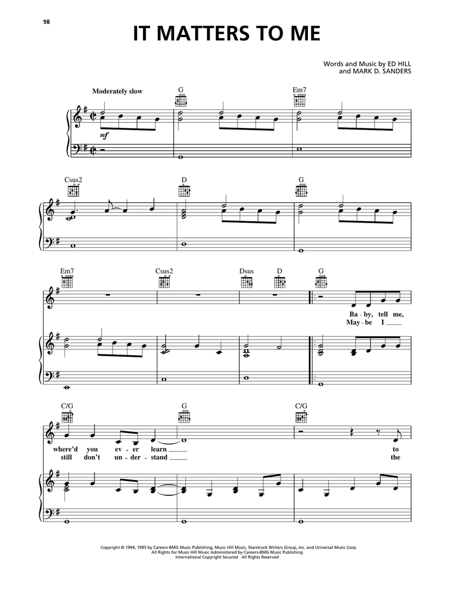 It Matters To Me Piano, Vocal, Guitar scores gallery preview page 1