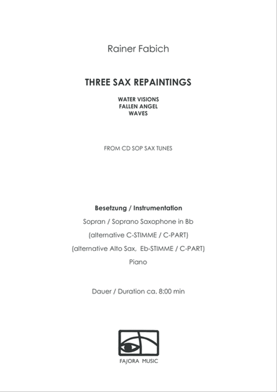 THREE SAX REPAINTINGS for saxophone & piano image number null