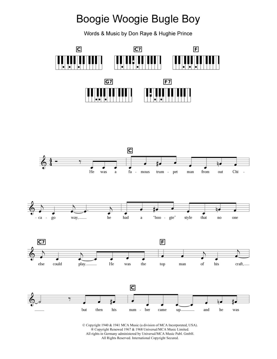 Boogie Woogie Bugle Boy Piano scores gallery preview page 1
