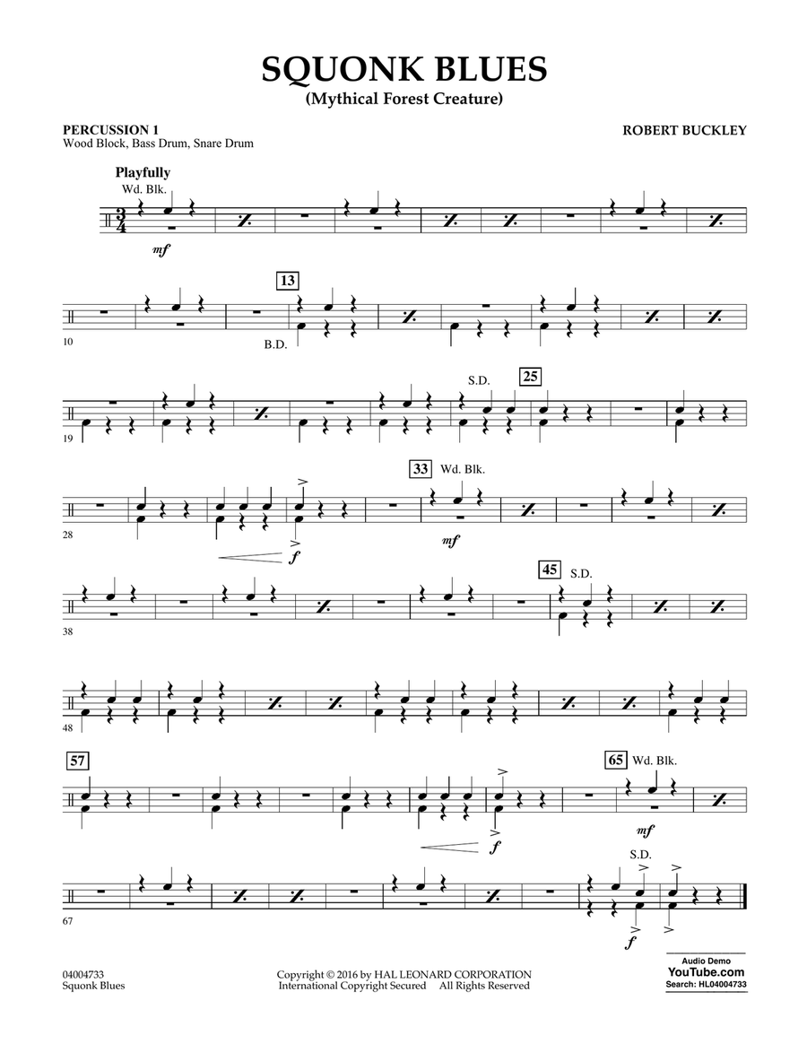 Squonk Blues - Percussion 1 Concert Band scores gallery preview page 1