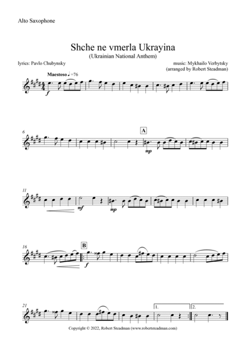 Shche ne vmerla Ukrayina (Ukrainian National Anthem) - SAXOPHONE QUARTET - Score & Parts inc.