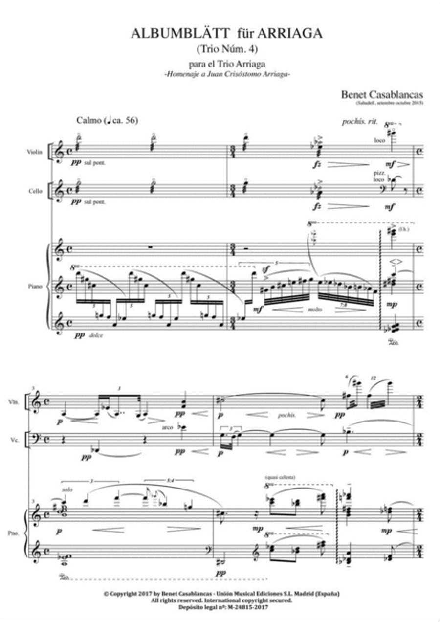 Albumblatt für Arriaga Albumblatt für Arriaga Piano Trio scores gallery preview page 2