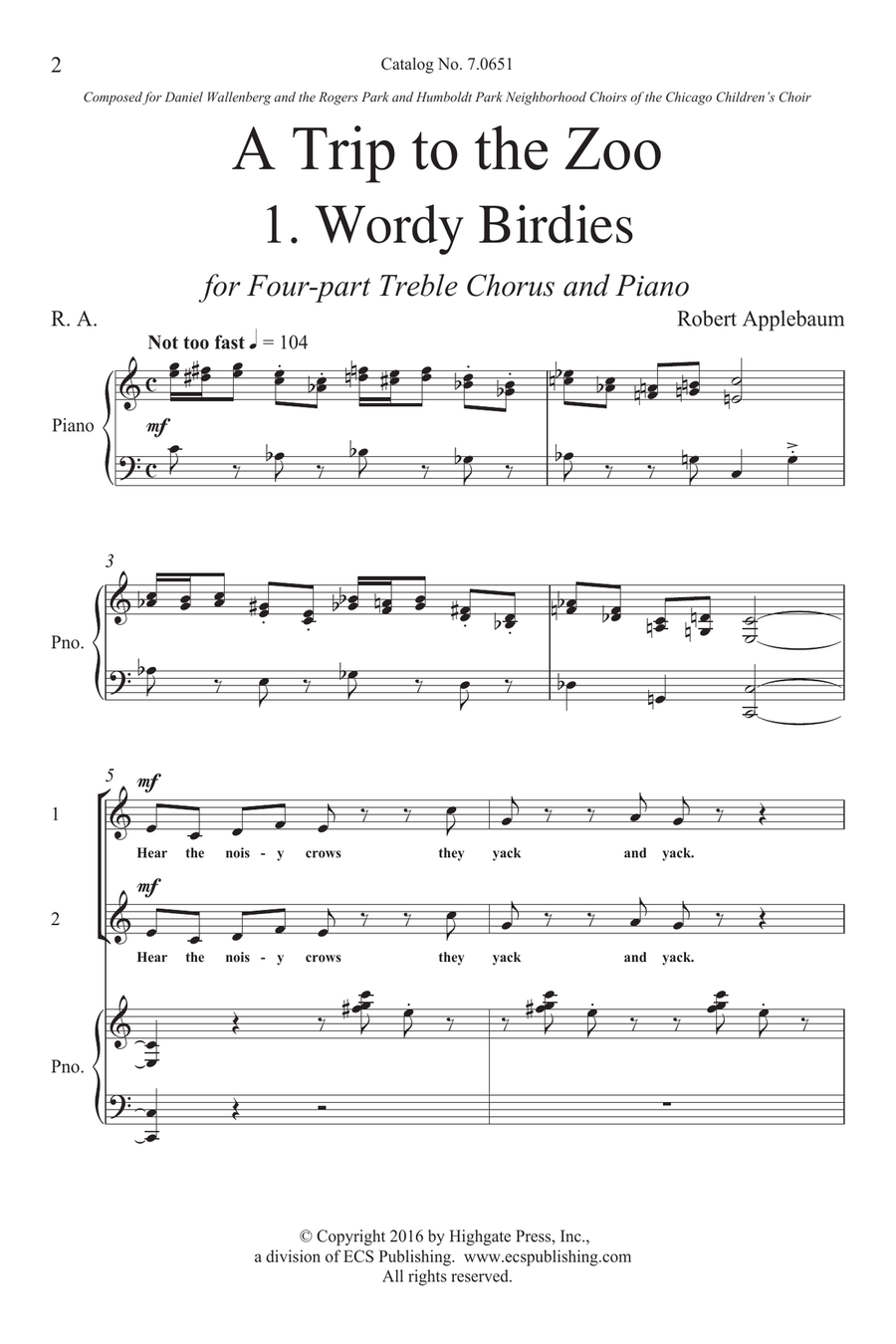 A Trip to the Zoo: 1. Wordy Birdies 4-Part scores gallery preview page 1