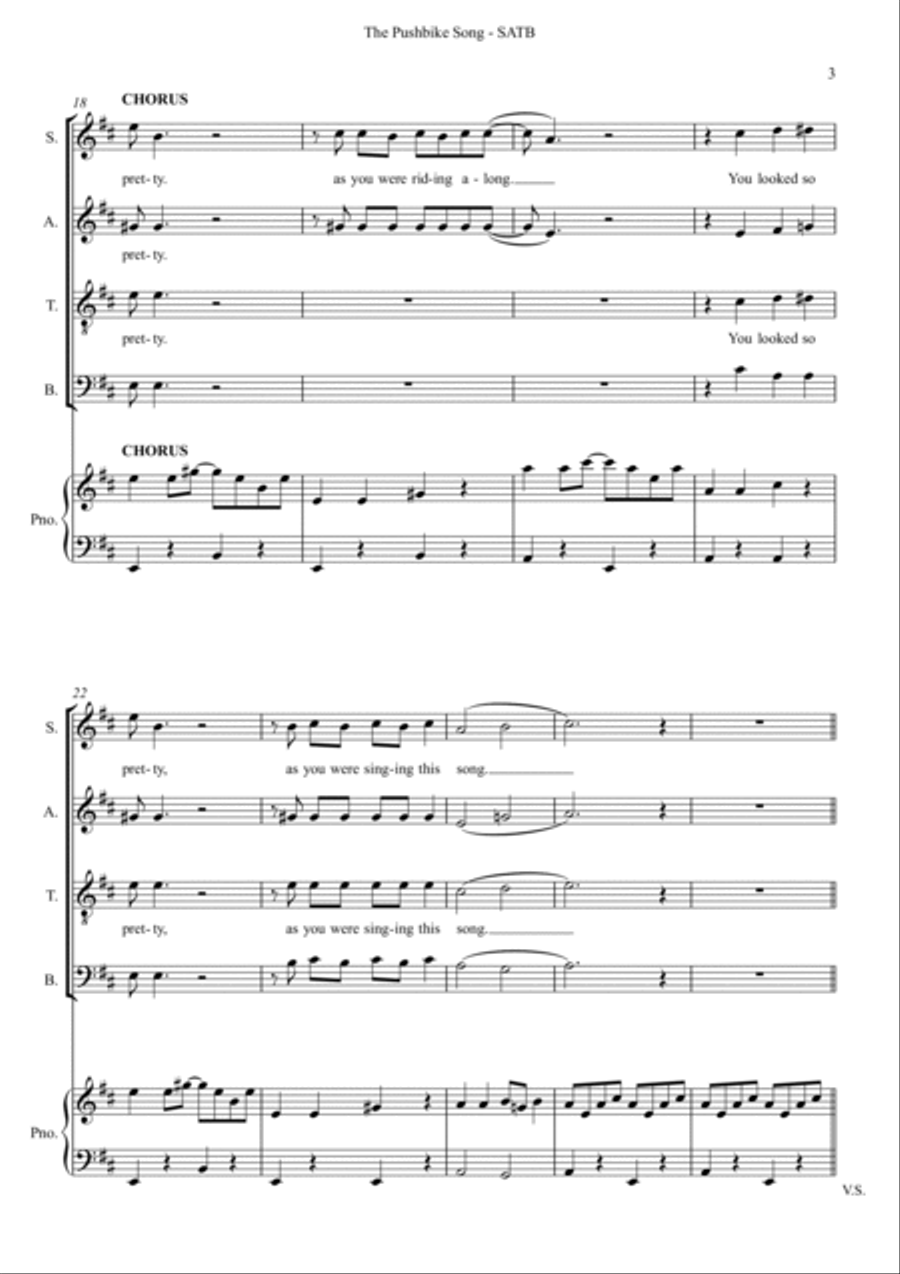 The Pushbike Song 4-Part scores gallery preview page 3