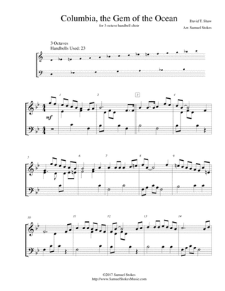 Columbia, the Gem of the Ocean - for 3-octave handbell choir