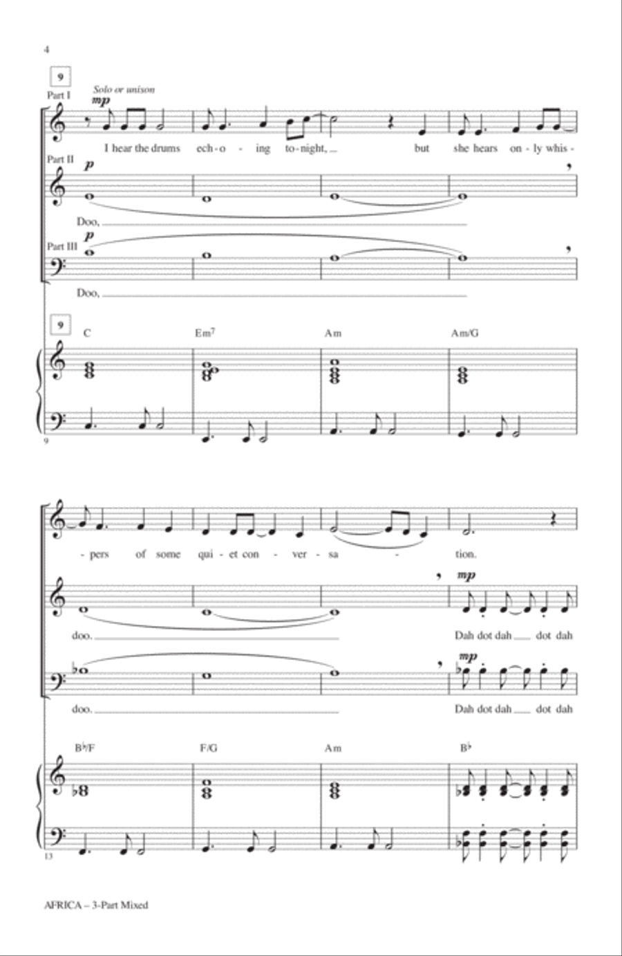 Africa (arr. Audrey Snyder) 3-Part scores gallery preview page 2