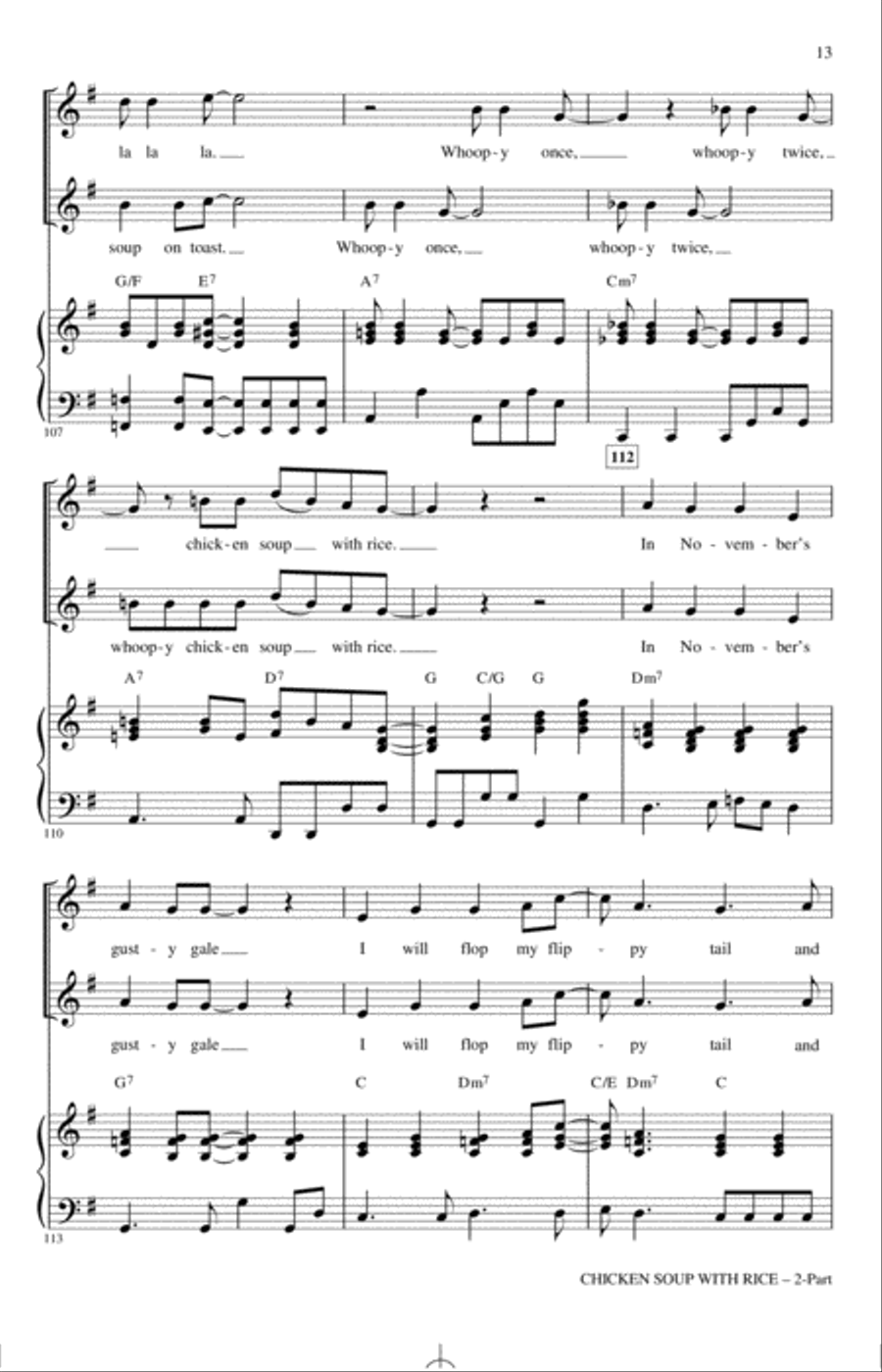 Chicken Soup With Rice (arr. Emily Crocker) 2-Part scores gallery preview page 12