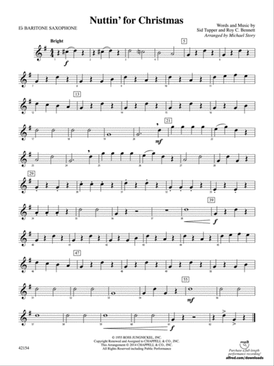 Nuttin' for Christmas: E-flat Baritone Saxophone Concert Band scores gallery preview page 1