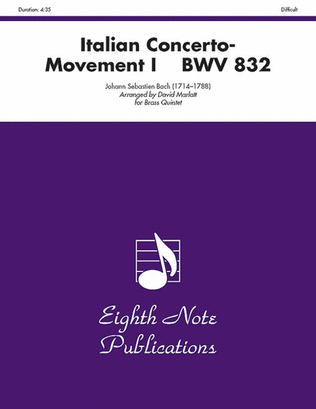 Book cover for Italian Concerto, BWV 832 (Movement I)