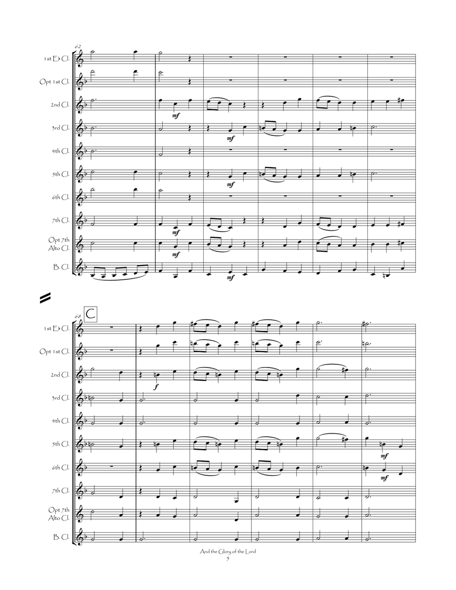And the Glory of the Lord from The Messiah for Clarinet Choir Clarinet Choir scores gallery preview page 6