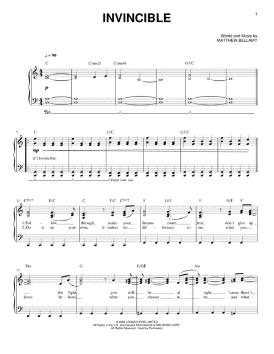 Invincible Easy Piano scores gallery preview page 1