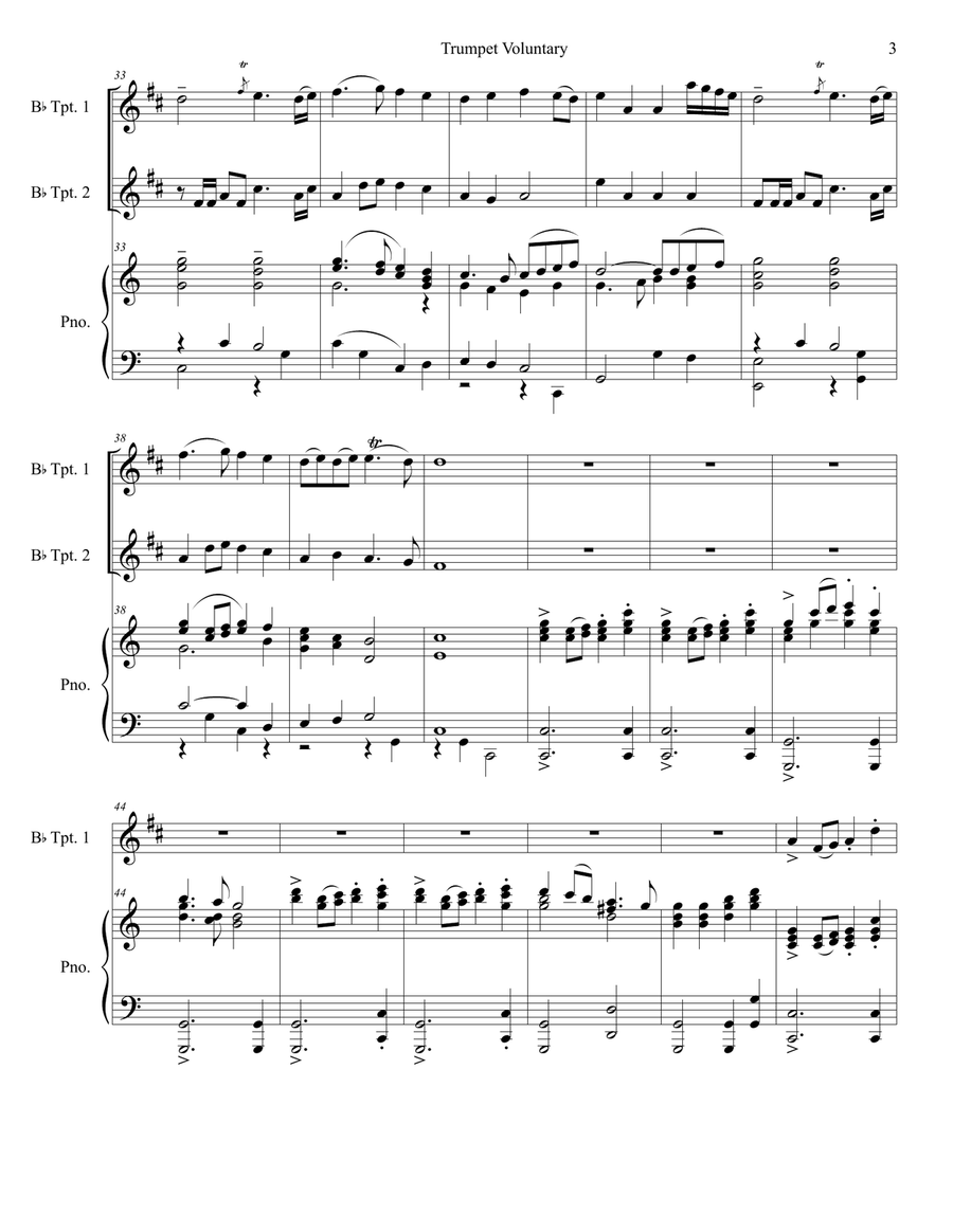Trumpet Voluntary (Duet for Bb-Trumpet - Piano Accompaniment) Trumpet Voluntary (Duet for Bb-Trumpet - Piano Accompaniment) Trumpet Duet scores gallery preview page 4