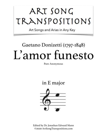 DONIZETTI: L'amor funesto, A 286 (transposed to E major, with cello)
