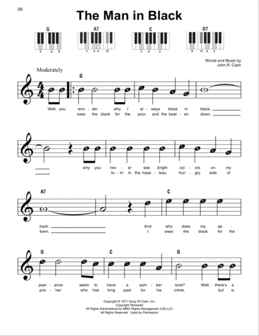 The Man In Black Easy Piano scores gallery preview page 1
