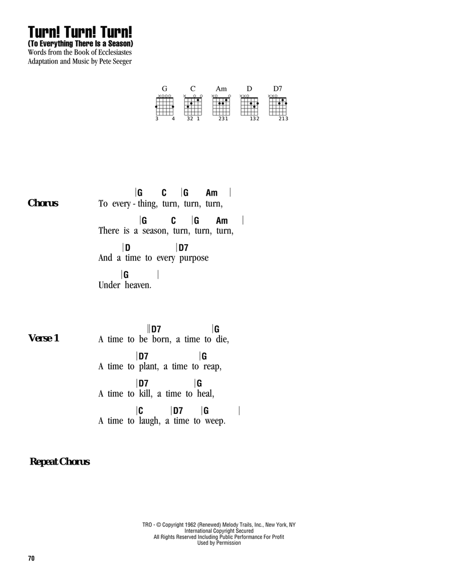 Turn! Turn! Turn! (To Everything There Is A Season) Acoustic Guitar scores gallery preview page 1