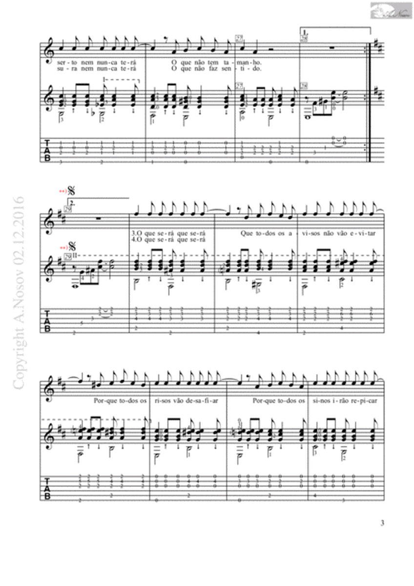 O Que Sera (Sheet music for vocals and guitar) image number null