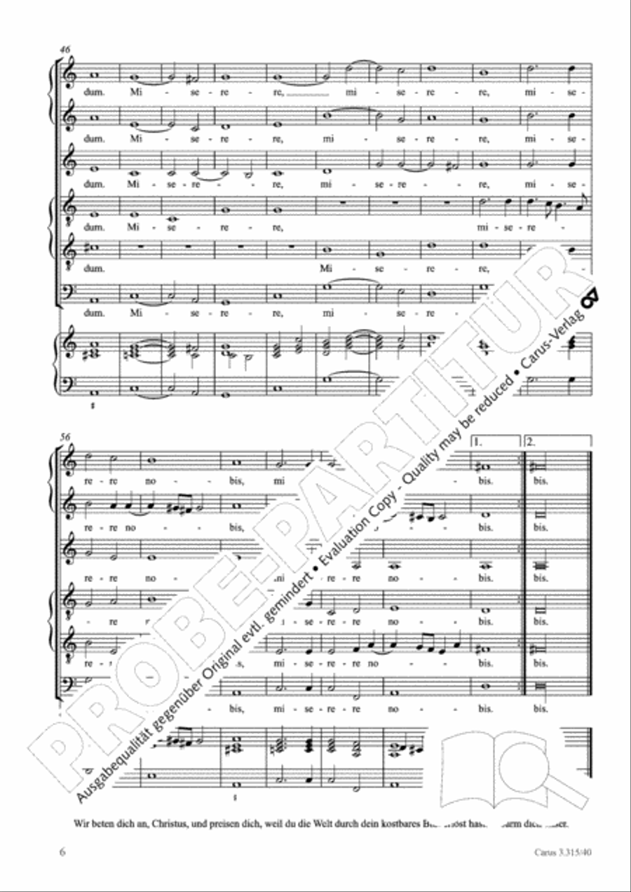 Adoramus te, Christe (Wir beten dich an, Christus) Choir scores gallery preview page 7