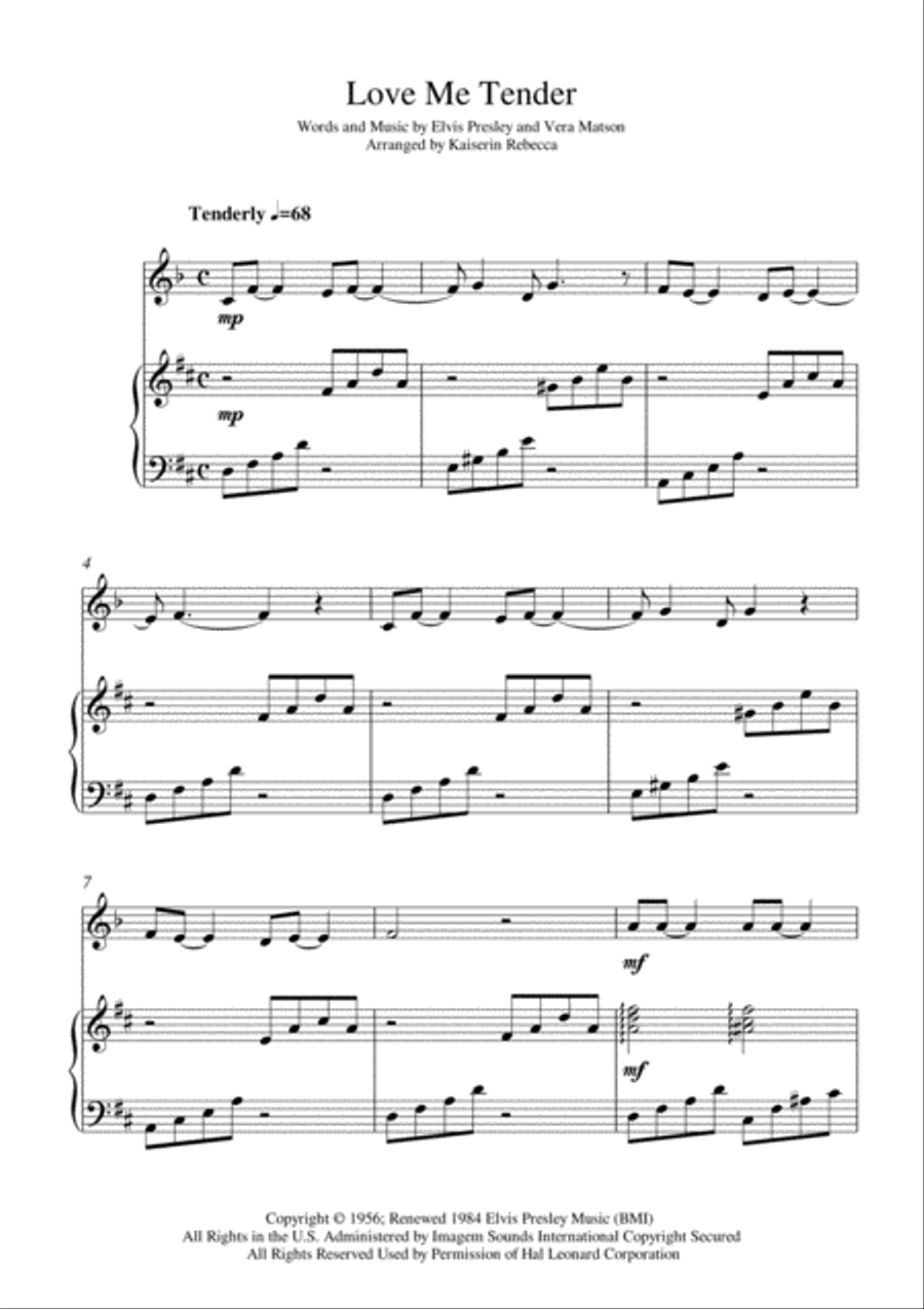 Love Me Tender Love Me Tender Clarinet Solo scores gallery preview page 1