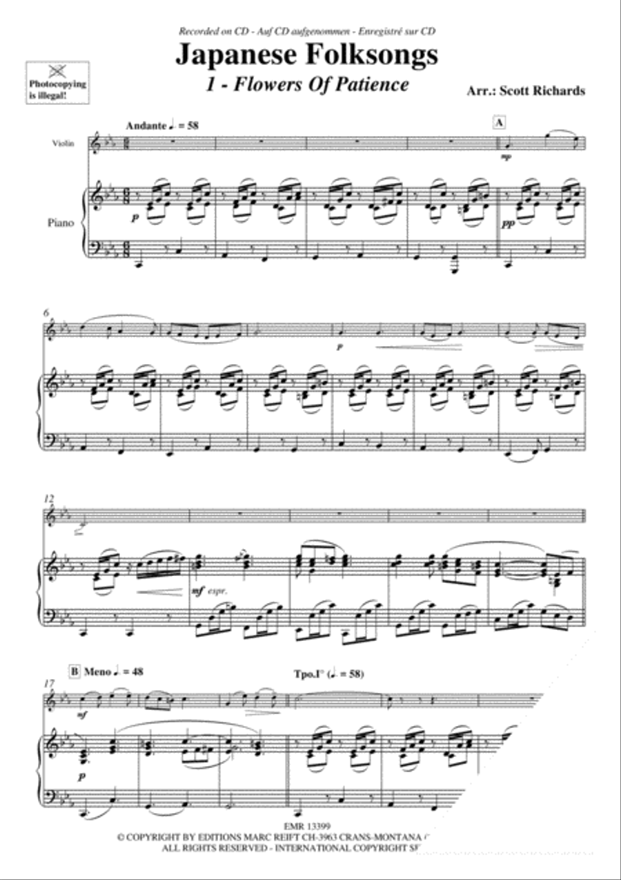 Japanese Folksongs Violin Solo scores gallery preview page 3