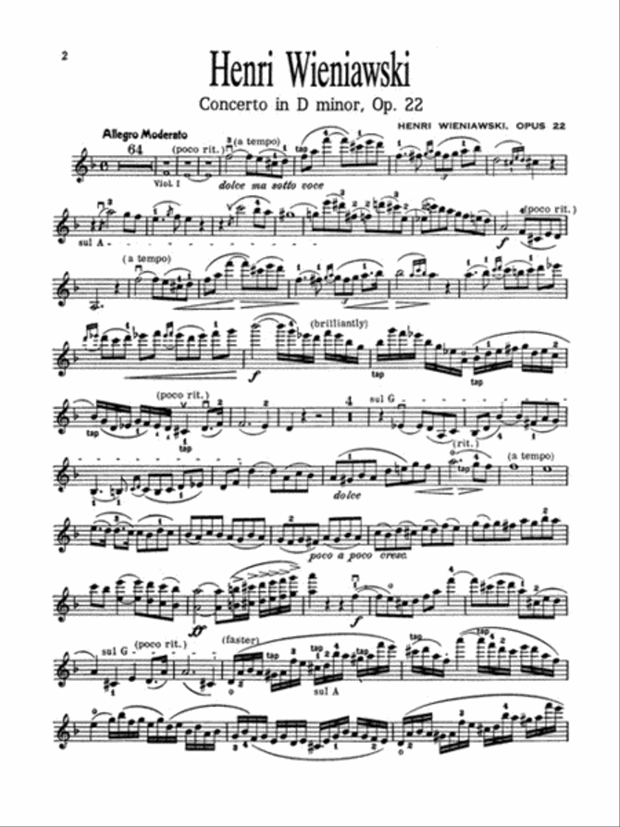 Wieniawski – Violin Concerto No. 2 in D Major, Op. 22 & Sarasate – Zigeunerweisen, Op. 20 Violin Solo scores gallery preview page 3