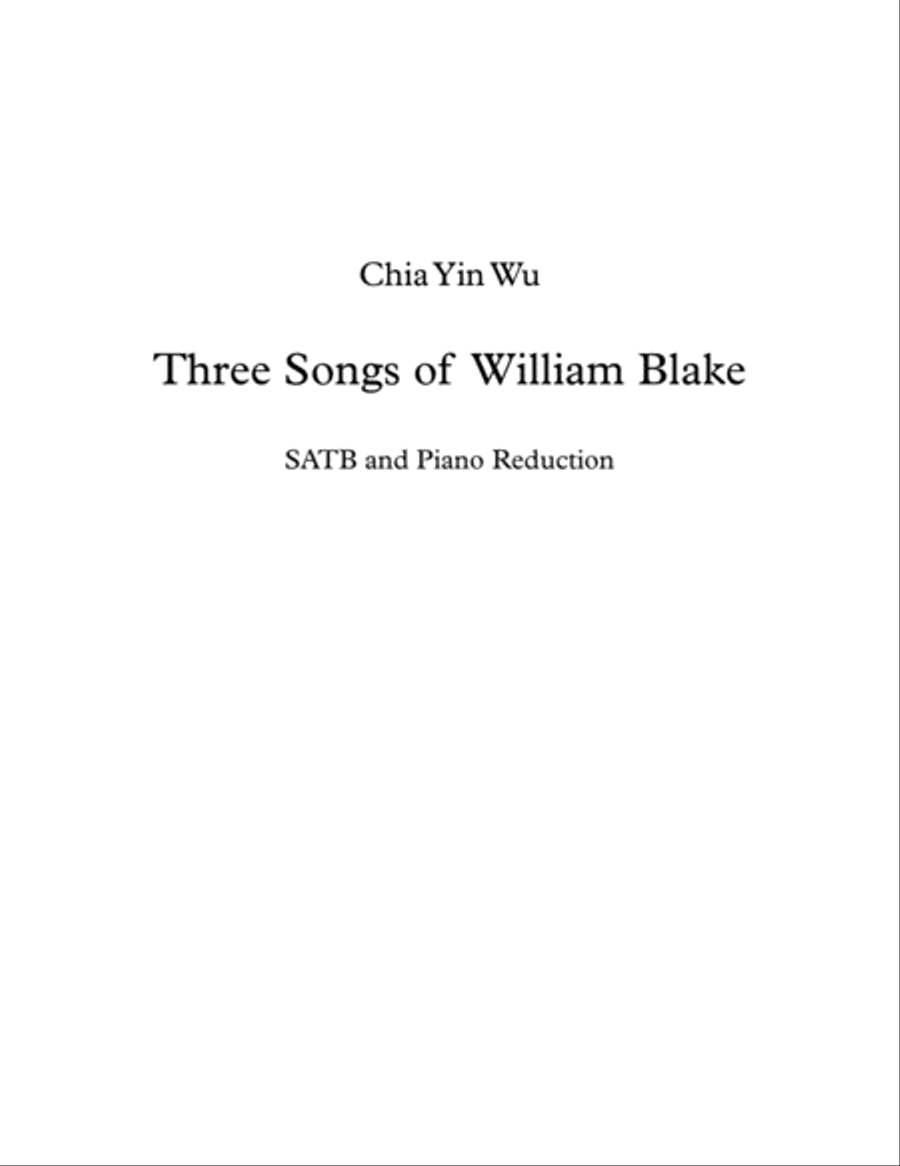Three Songs of William Blake (Piano reduction) 4-Part scores gallery preview page 1