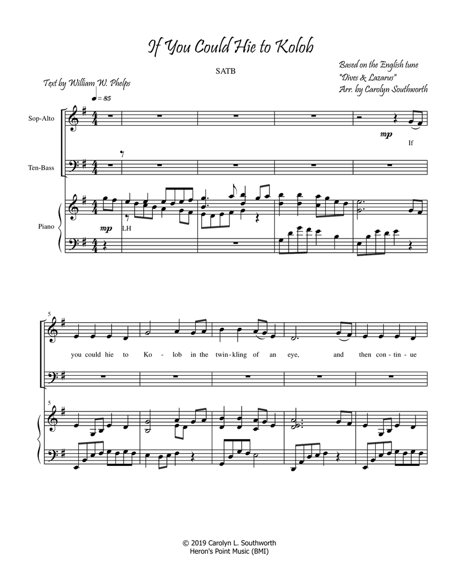 If You Could Hie to Kolob 4-Part scores gallery preview page 1