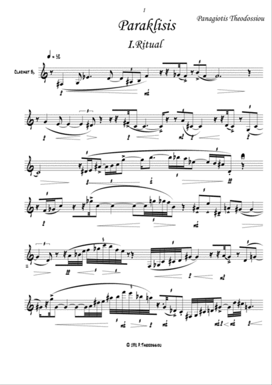 Paraklisis for clarinet solo Clarinet Solo scores gallery preview page 5
