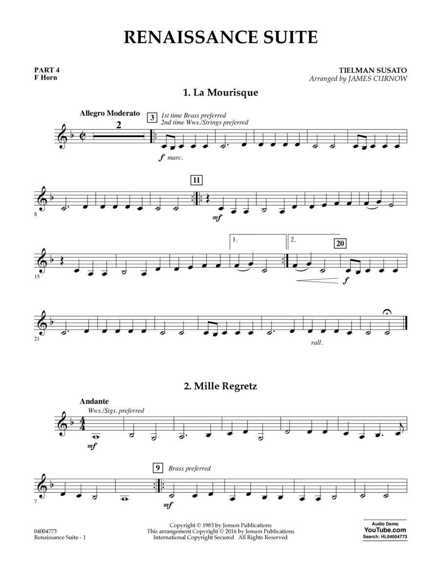 Renaissance Suite - Pt.4 - F Horn Concert Band scores gallery preview page 1