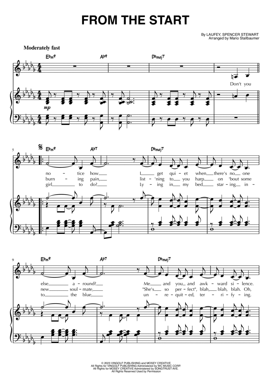 From The Start Piano, Vocal, Guitar scores gallery preview page 1