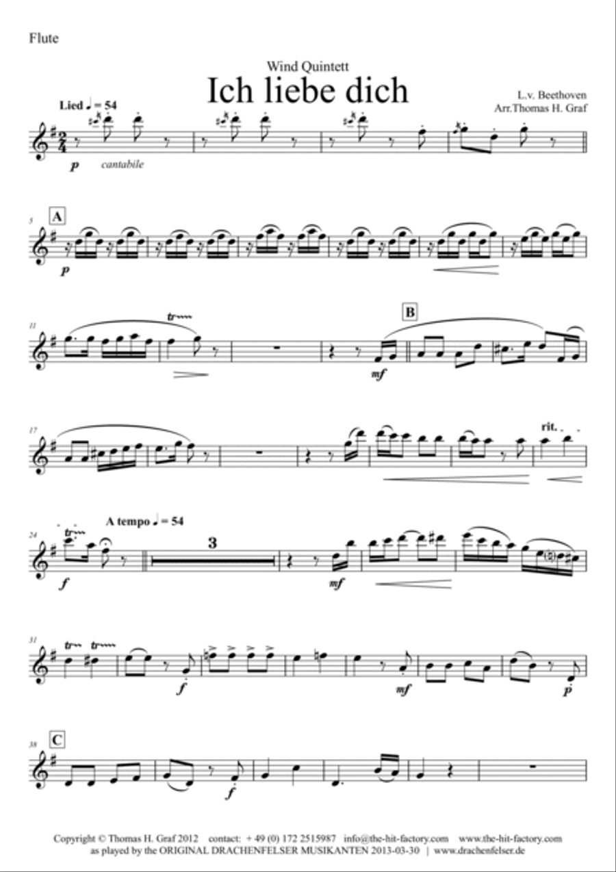 Ich liebe dich - Beethoven - Wind Quintet Woodwind Quintet scores gallery preview page 5