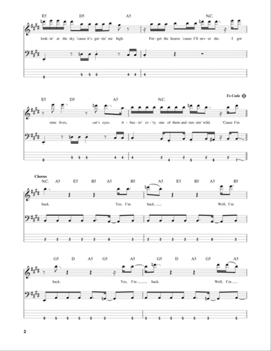 Back In Black Bass Guitar Tablature scores gallery preview page 2