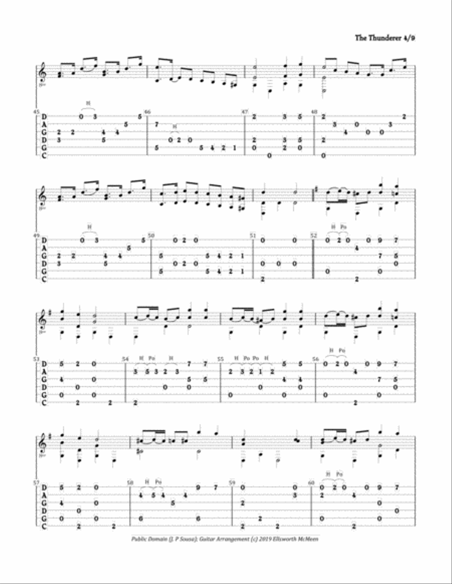 The Thunderer March (For Fingerstyle Guitar Tuned CGDGAD) Small Ensemble scores gallery preview page 4