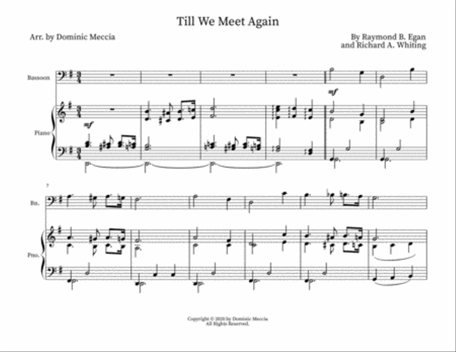 Till We Meet Again Bassoon scores gallery preview page 1
