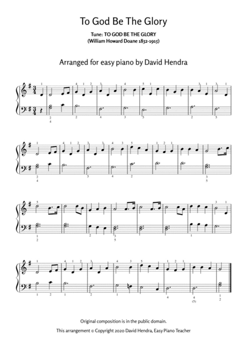 To God Be The Glory (hymn) for EASY PIANO with FREE video tutorials image number null