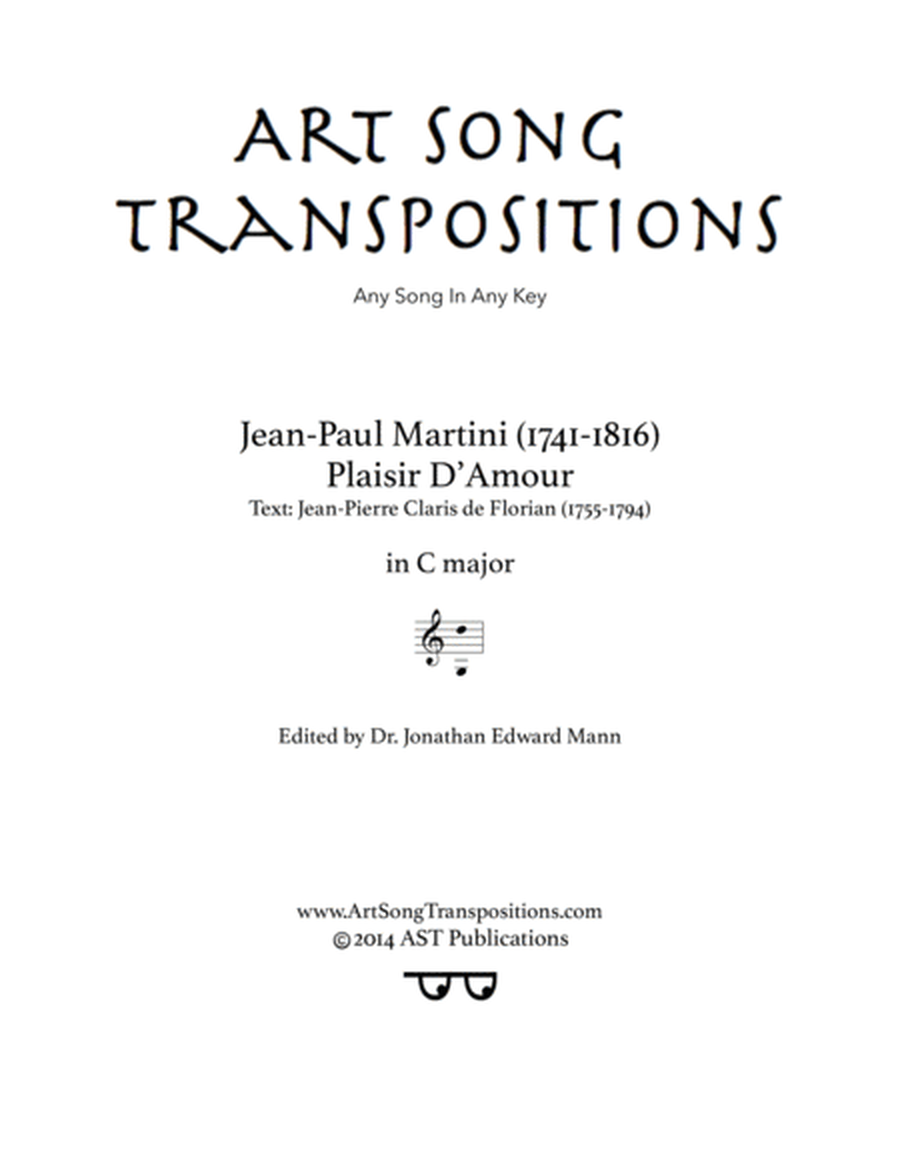 MARTINI: Plaisir d'amour (transposed to C major)
