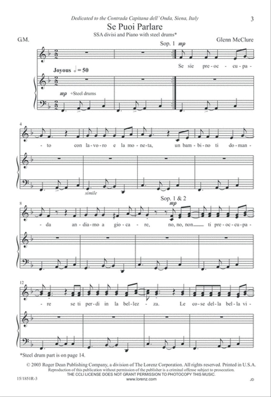 Se Puoi Parlare Se Puoi Parlare SSA scores gallery preview page 3