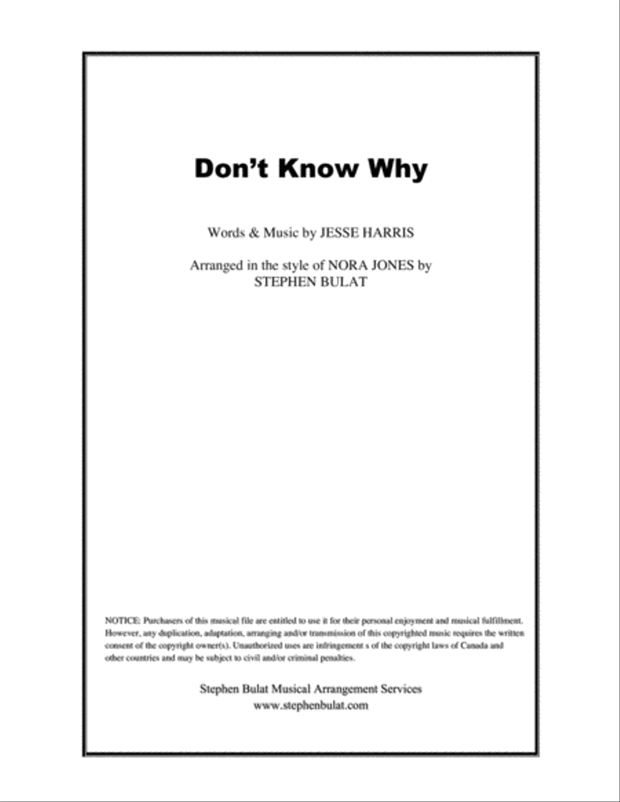 Don't Know Why Large Ensemble scores gallery preview page 1