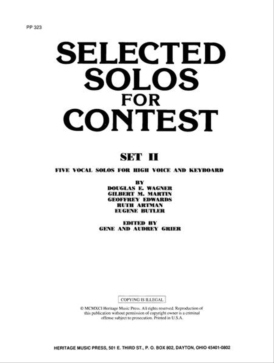 Selected Solos for Contest, Set II - High Voice