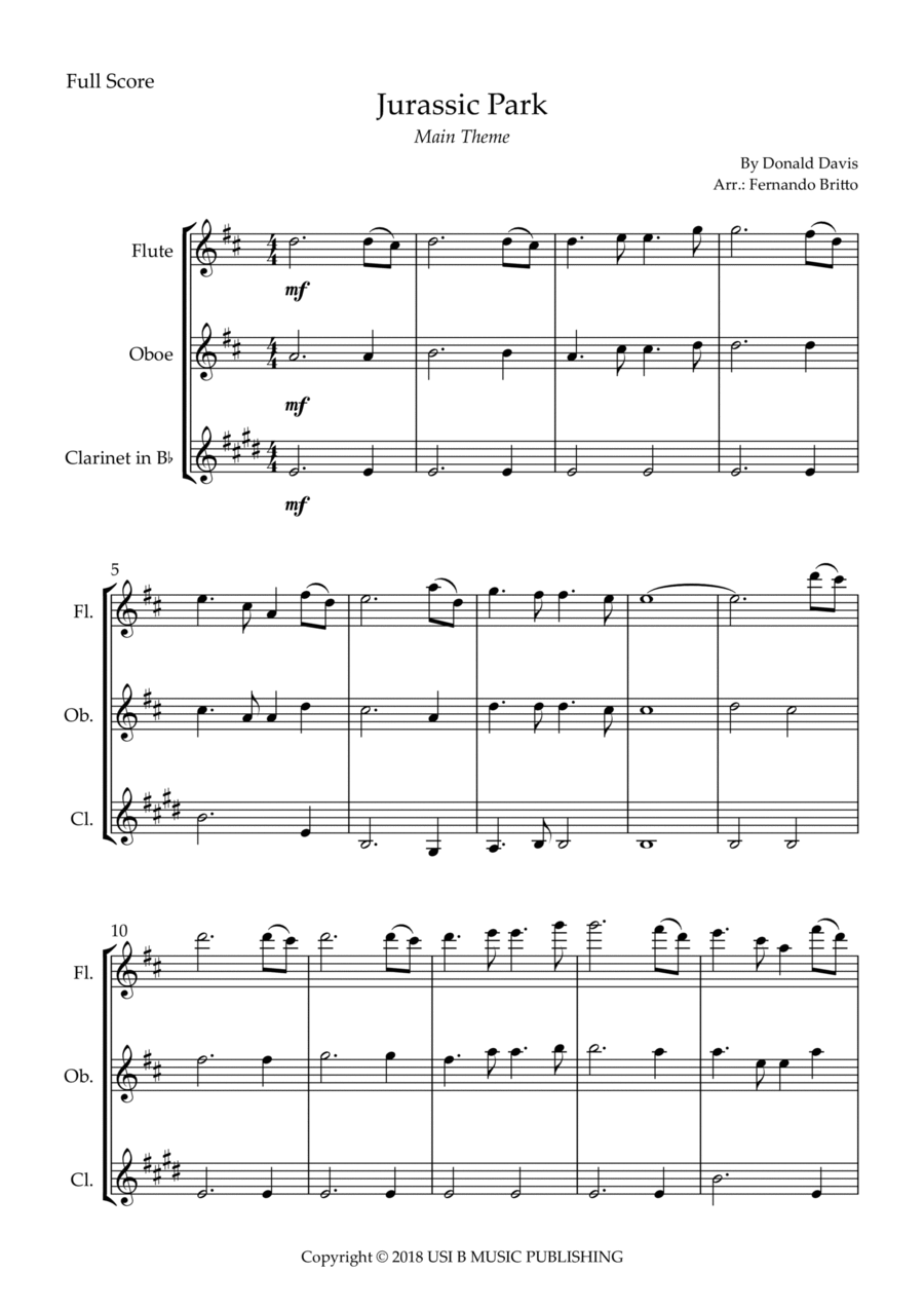 Jurassic Park Iii Woodwind Trio scores gallery preview page 1