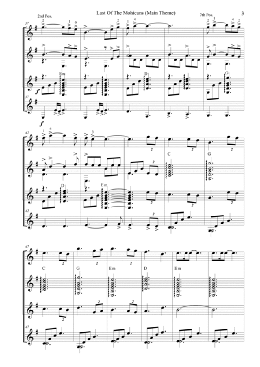 Last Of The Mohicans (Main Theme) Guitar Ensemble scores gallery preview page 3